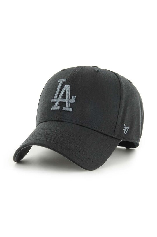 Хлопковая кепка 47 brand MLB Los Angeles Dodgers аппликация чёрный B.TCMSP12CTP.BK