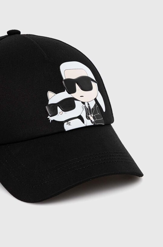 Βαμβακερό καπέλο του μπέιζμπολ Karl Lagerfeld 245W3403 μαύρο AA00