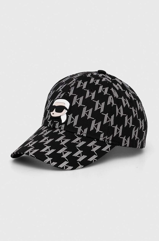 Karl Lagerfeld czapka z daszkiem bawełniana wzorzyste czarny 245W3404