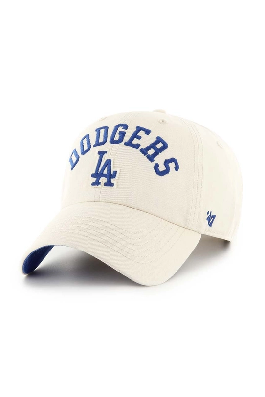 Бавовняна бейсболка 47 brand MLB Los Angeles Dodgers аплікація бежевий B.CLBFB12GWS.Y0