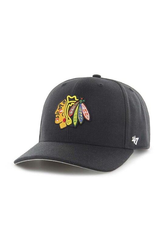 Кепка 47 brand NHL Chicago Blackhawks аплікація чорний H.CLZOE04WBP.BKB