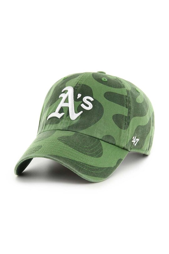 Хлопковая кепка 47 brand MLB Oakland Athletics хлопок зелёный B.FRFMC18GWS.FF