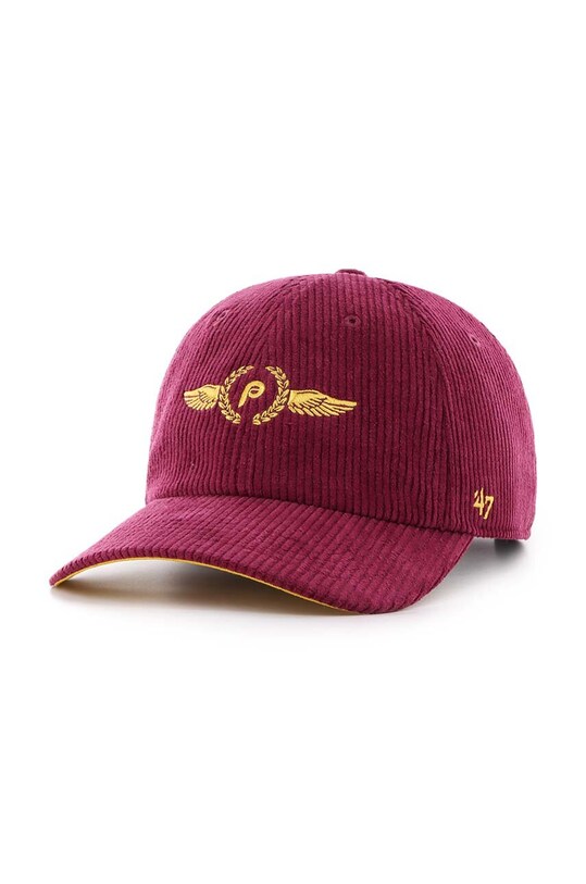 Вельветова кепка 47 brand MLB Philadelphia Phillies аплікація бордо B.SKYMF19EWS.CA