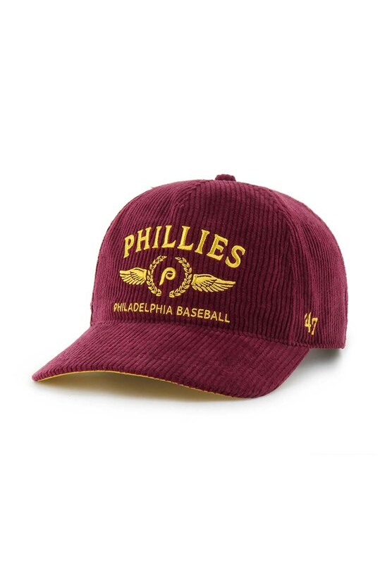 Menčestrová baseballová čiapka 47 brand MLB Philadelphia Phillies bavlna burgundské B.SKYLC19EWP.CA