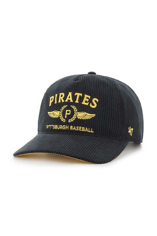 Κοτλέ καπέλο μπέιζμπολ 47 brand MLB Pittsburgh Pirates απλικέ μαύρο B.SKYLC20EWP.BK