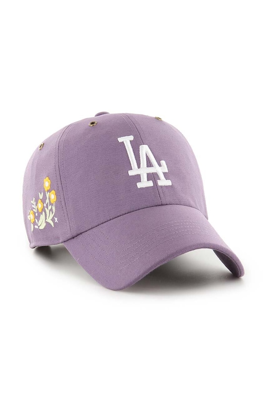 Бавовняна бейсболка 47 brand MLB Los Angeles Dodgers аплікація фіолетовий B.PTLSD12GWS.II