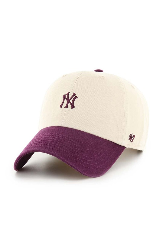 Бавовняна бейсболка 47 brand MLB New York Yankees аплікація бежевий B.SSTBC17GWS.NT