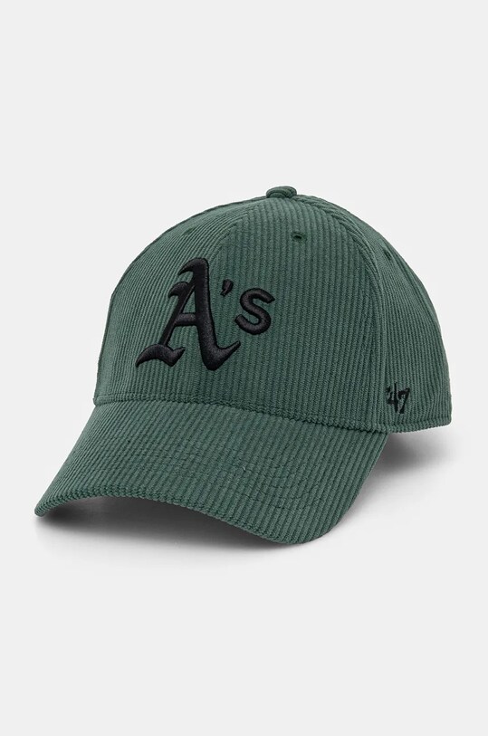 Вельветовая кепка 47 brand MLB Oakland Athletics аппликация зелёный B.THCKM18EWS.DG