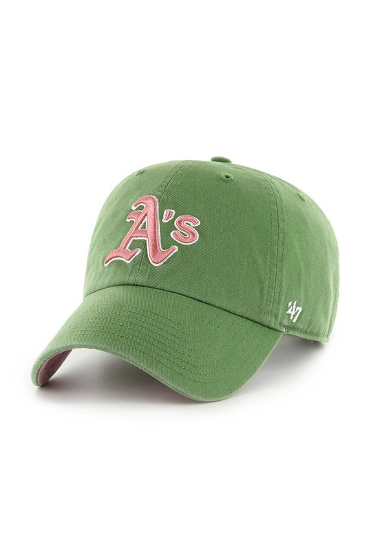 Bavlněná baseballová čepice 47 brand MLB Oakland Athletics bavlna zelená B.DBLUN18GWS.FF