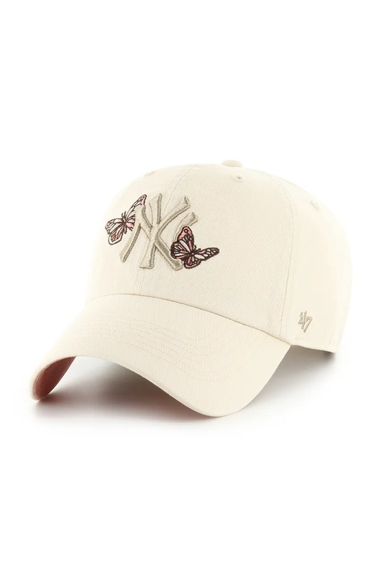Бавовняна бейсболка 47 brand MLB New York Yankees аплікація бежевий B.ICACL17GWS.NT
