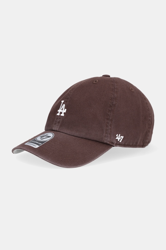 47 brand czapka z daszkiem bawełniana MLB Los Angeles Dodgers aplikacja brązowy B.BSRNR12GWS.BWA
