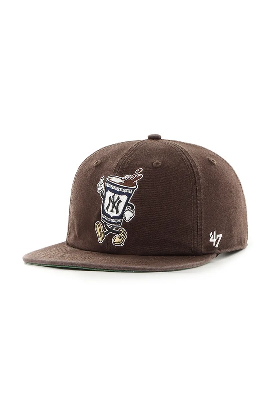 47 brand czapka z daszkiem bawełniana MLB New York Yankees aplikacja brązowy B.CARRL17GWP.BW