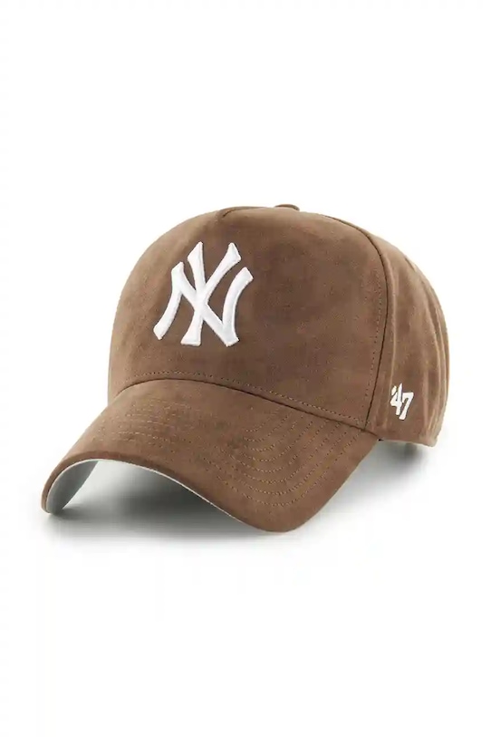 47 brand czapka z daszkiem bawełniana MLB New York Yankees aplikacja brązowy B.USMDT17USS.BW