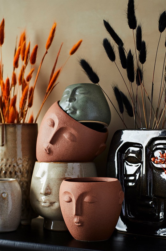 Salon i sypialnia Madam Stoltz doniczka HY14827.14 pomarańczowy