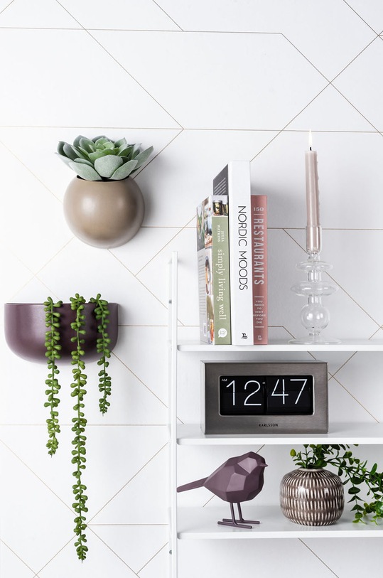 Present Time Nástenný kvetináč sivá PT3382WG