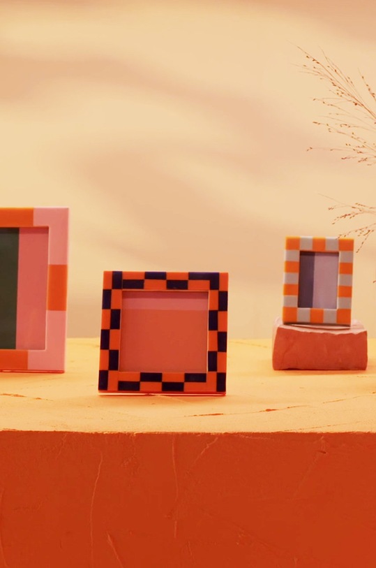 Obývací pokoj a ložnice &k amsterdam Fotorámeček Check Square 3531.05 oranžová