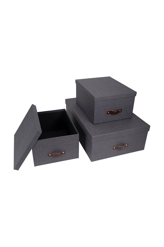 Salon i sypialnia Bigso Box of Sweden zestaw pudełek do przechowywania Inge (3-pack) 8113C6849LEA648 czarny
