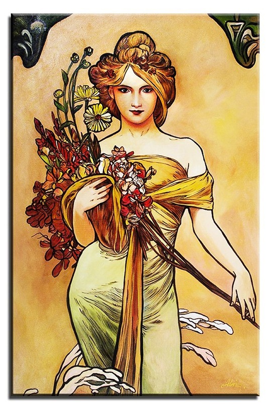 Obraz olejny Alfons Mucha Bouquet multicolor 107660