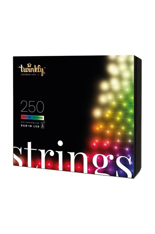 Twinkly inteligentné osvetlenie vianočného stromčeka Strings 250 LED RGB + W 20mb TWS250SPP.BEU čierna