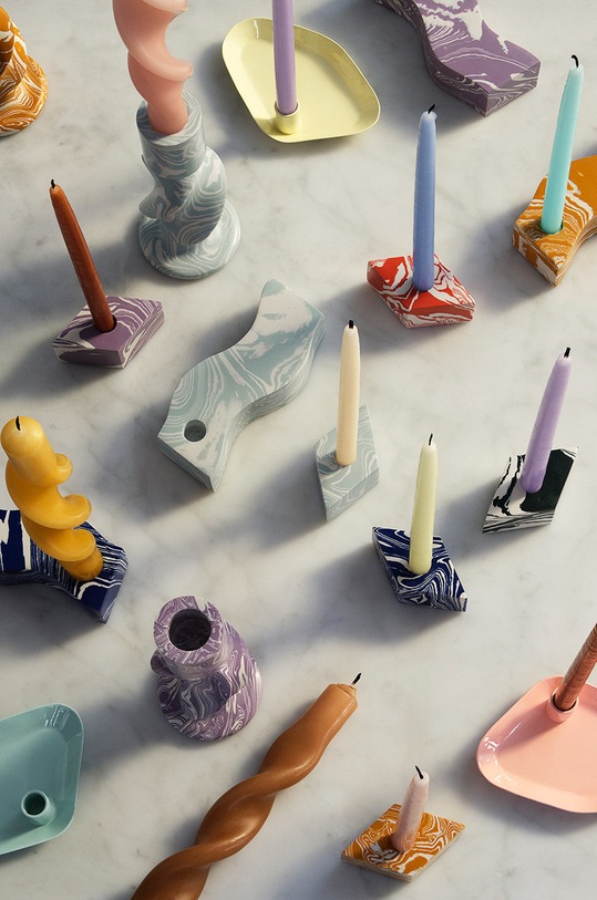 Broste Copenhagen świecznik dekoracyjny Swelly 70310646 niebieski AA00