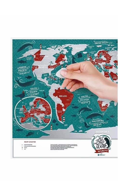 Salon i sypialnia 1DEA.me mapa-zdrapka Travel Map Marine World MW multicolor