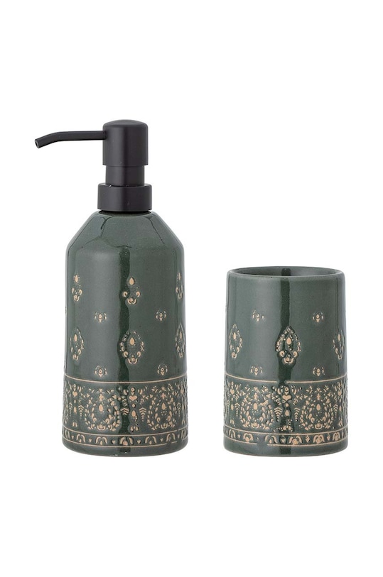 Bloomingville dozownik do mydła i pojemnik na szczoteczki Cheran 2-pack zielony 82058155