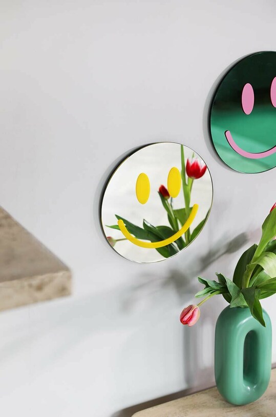 &k amsterdam lustro ścienne Smile Pink ⌀ 30 cm różowy 1654.01