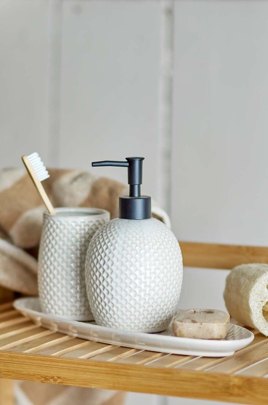 Łazienka Bloomingville dozownik do mydła i pojemnik na szczoteczki 82058383 biały