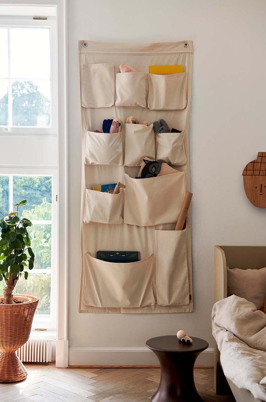 Obývací pokoj a ložnice Nástěnný organizér ferm LIVING Canvas XL Wall Pockets 1104266380 béžová