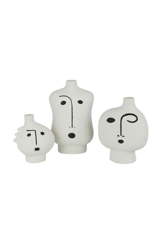 Набір декоративних ваз J-Line Face Abstract 3-pack білий 40436