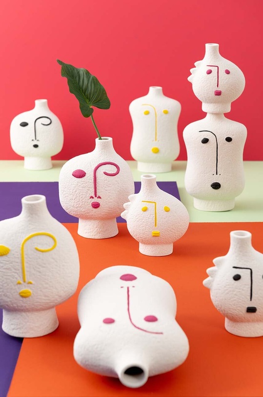 Вітальня та спальня Набір декоративних ваз J-Line Face Abstract 3-pack 40436 білий