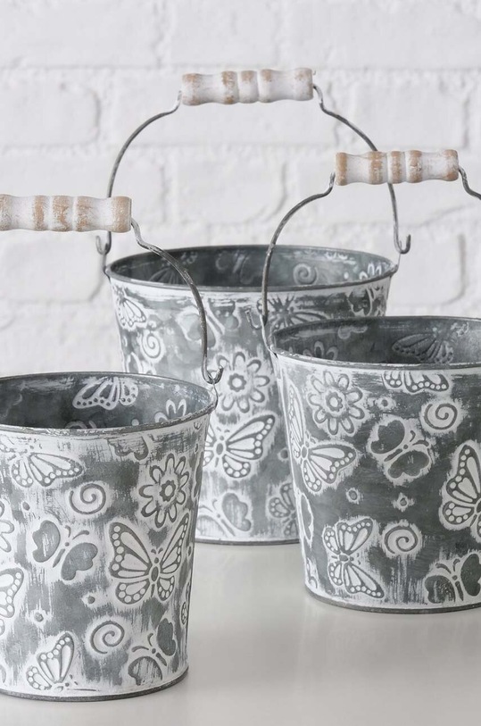 Boltze zestaw osłonek na doniczki Mariposa 3-pack 2031307 szary AA00