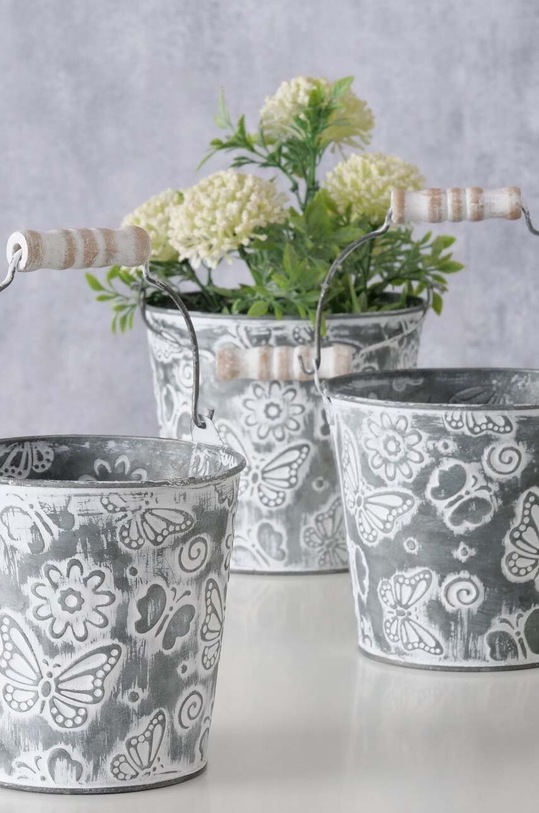 Boltze zestaw osłonek na doniczki Mariposa 3-pack 2031307 szary