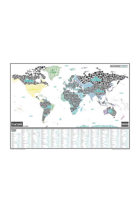 Dnevni boravak i spavaća soba Plakat strugalica Luckies of London F*#?ING Scratch Map LK.LUKSWE6 šarena