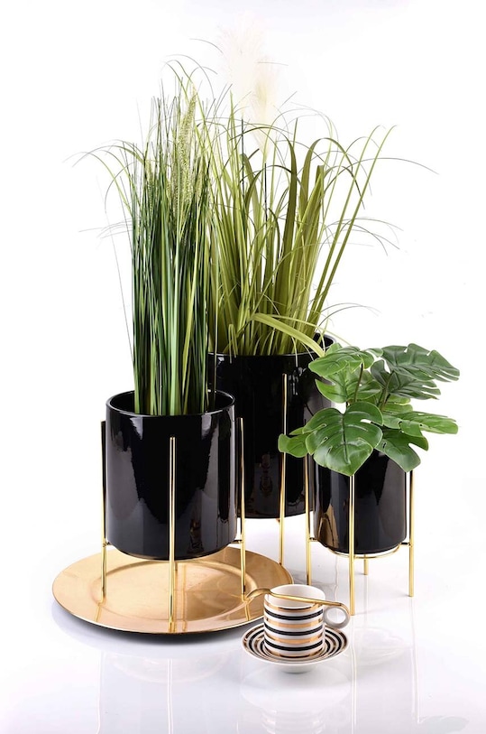 Affek Design doniczka ze stelażem Neva HTYE9315.PROM czarny AA00