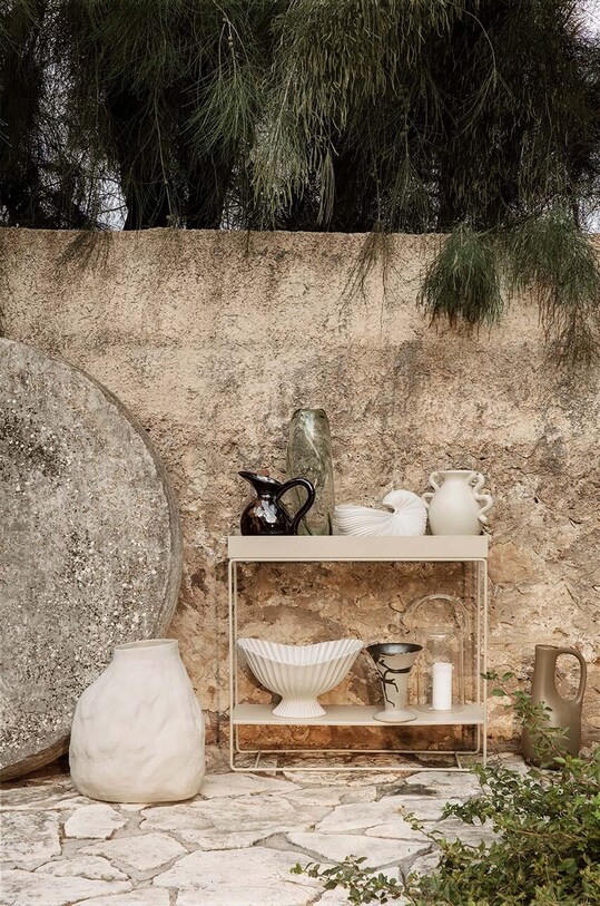 Obývacia izba a spálňa Kvetináč so stojanom ferm LIVING Plant Box Two-Tier 110207693 béžová