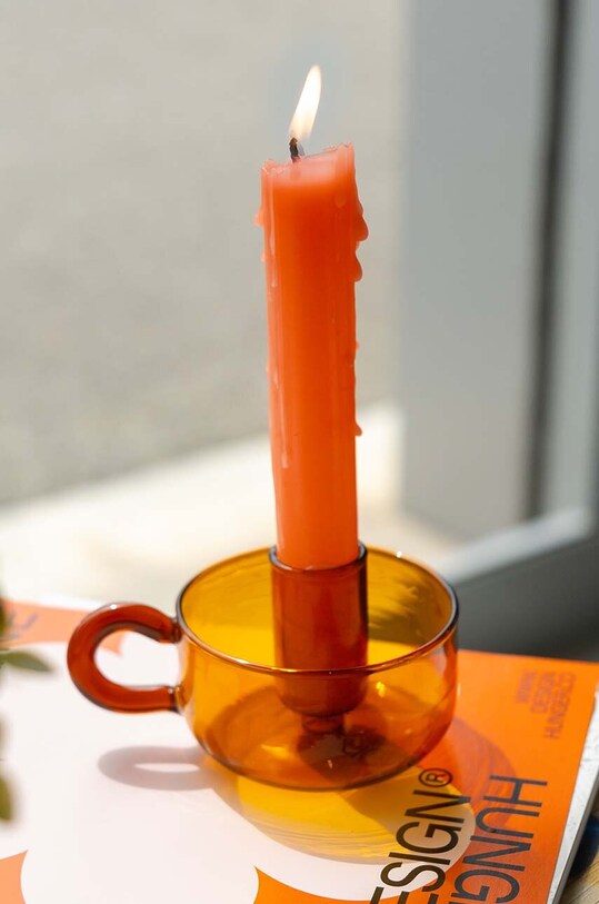 Helio Ferretti świecznik dekoracyjny Amber Crystal 122460 pomarańczowy AA00