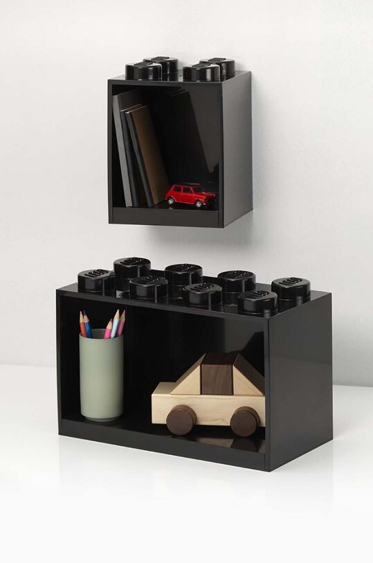 Obývacia izba a spálňa Sada nástenných políc Lego 2-pak 41171733 čierna