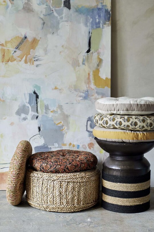 Madam Stoltz puf Seagrass Pouf MKTE211401 beżowy AA00