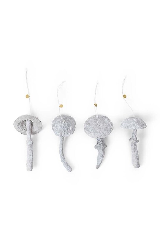 Ferm Living zestaw ozdób świątecznych Mushroom Ornaments 4-pack biały 1104267522