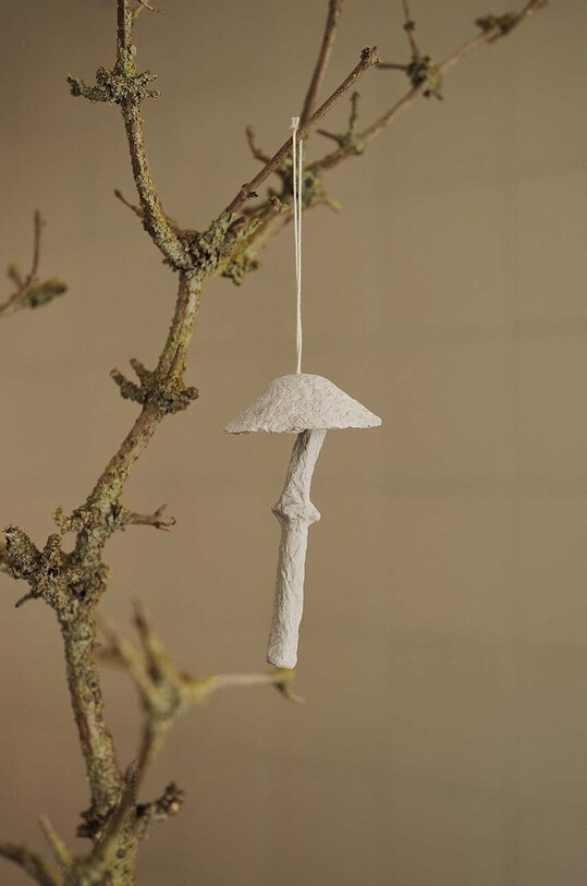 Ferm Living zestaw ozdób świątecznych Mushroom Ornaments 4-pack biały 1104267522