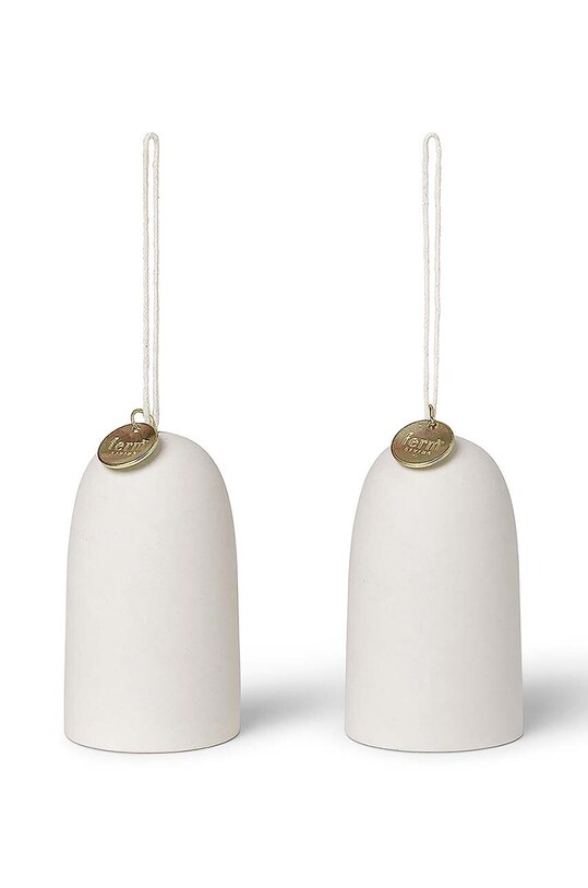 ferm LIVING glob de crăciun Bell Ceramic Ornaments 2-pack alb 1104264592