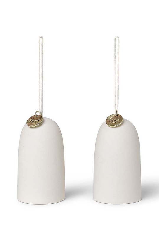 Vánoční dekorace ferm LIVING Bell Ceramic Ornaments 2-pack bílá 1104264592