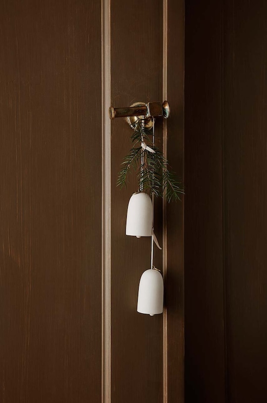 Vánoční dekorace ferm LIVING Bell Ceramic Ornaments 2-pack 1104264592 bílá