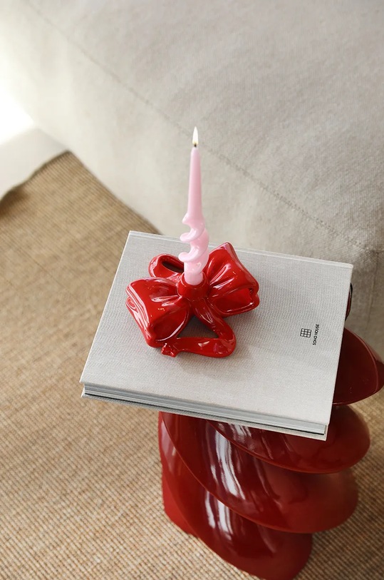 &k amsterdam dekoratív gyertyatartó ribbon red piros 1520.01