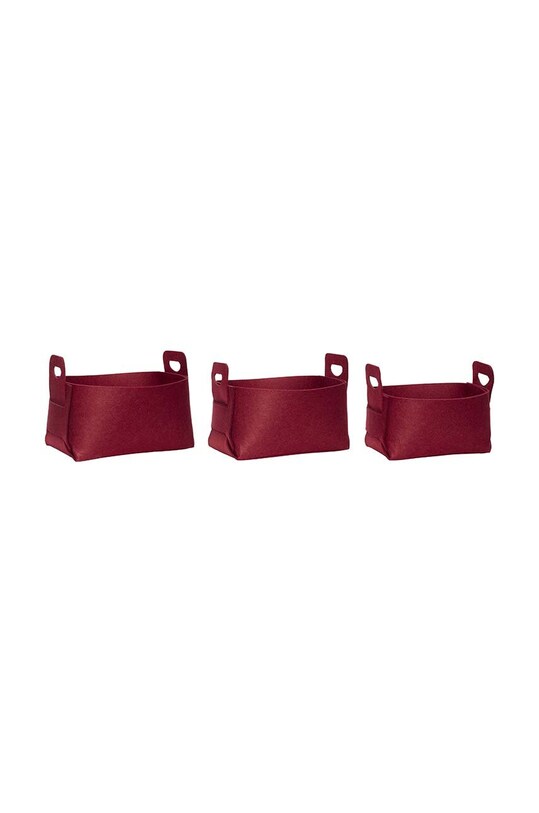 Hübsch zestaw koszy do przechowywania Felt Basket 3-pack bordowy 680901