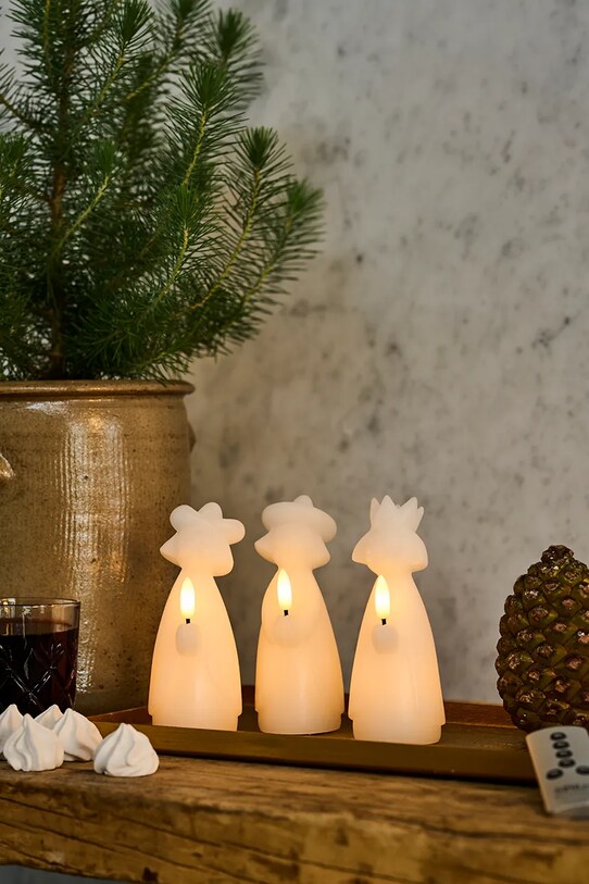 Sirius set de decorațiuni de crăciun cu led Maria Tre Konger 3-pack 13330 alb AA00