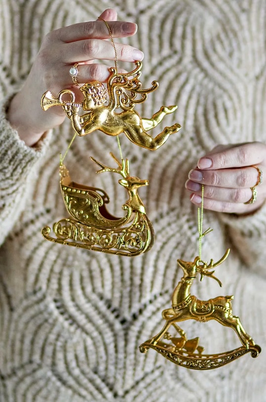 Bloomingville pandantiv decorativ Anisa Ornament 3-pack 82061079 galben AA00