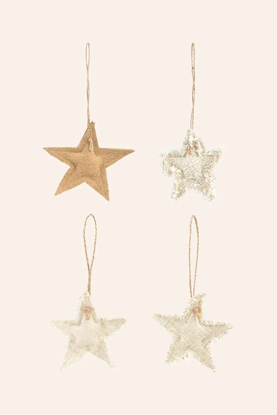 Calma House dekoratív medál Star Christmas 4 db bézs STAR.ASS10.NAT