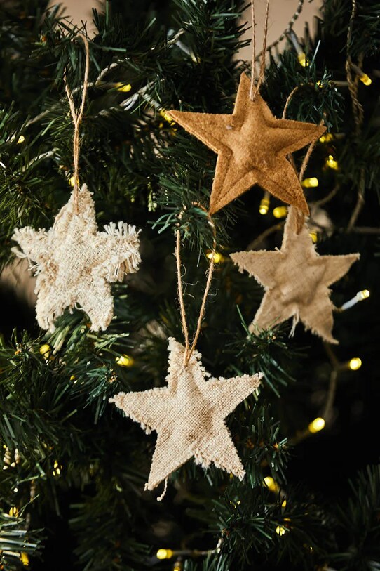 Calma House dekoratív medál Star Christmas 4 db STAR.ASS10.NAT bézs AA00